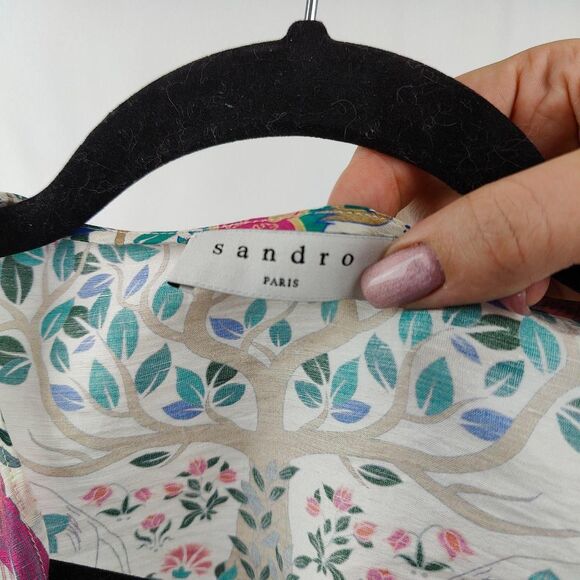 NWOT ♡ Sandro Paris ♡ Iram Linen and Shantung Silk Blend Cropped Blouse - Picture 5 of 7